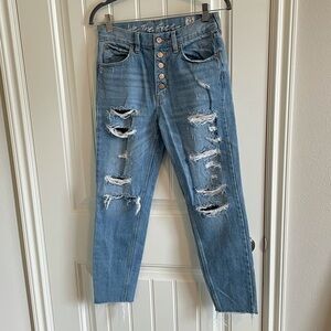 Free people distressed straight hi-rise jeans 25
